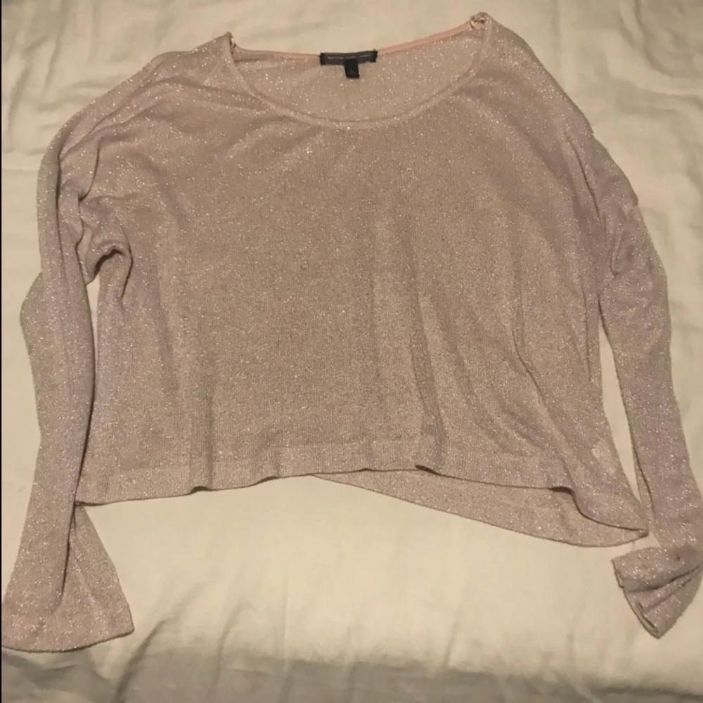 Sparkly blush pink long sleeve croped top